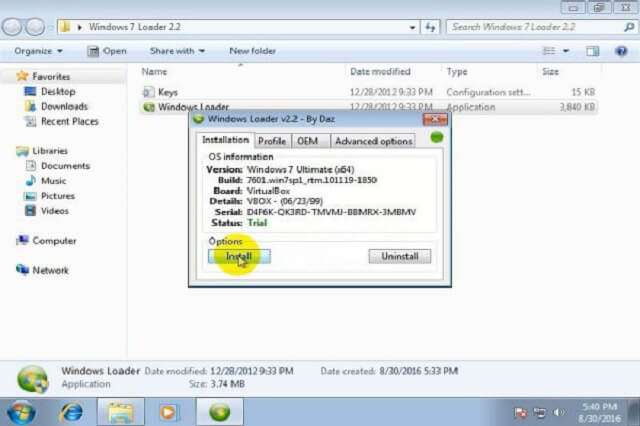 cách sử dụng Windows Loader 2.2.2 bước 2