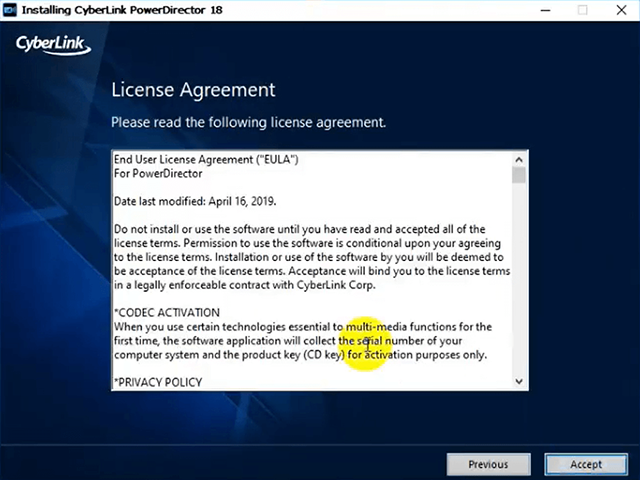 cài đặt CyberLink PowerDirector 8