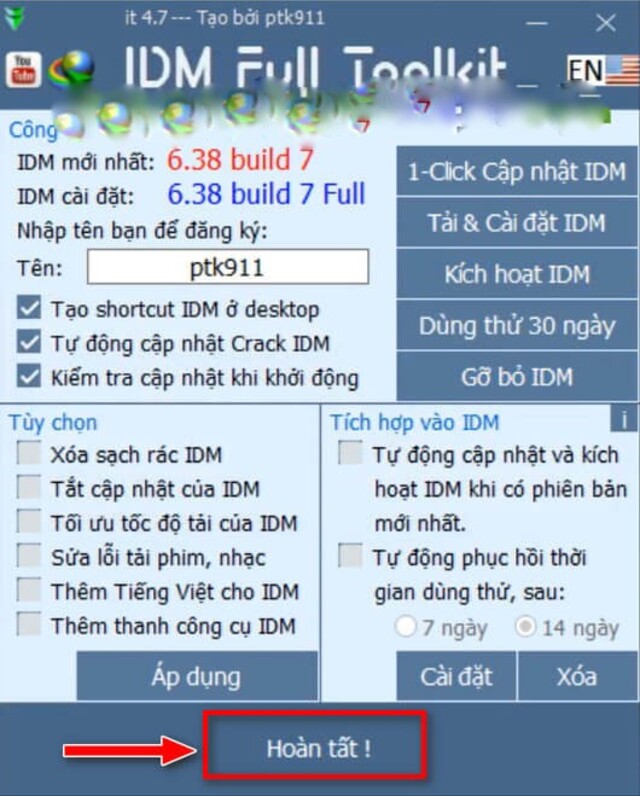 cài đặt IDM Full Toolkit 4.7-10