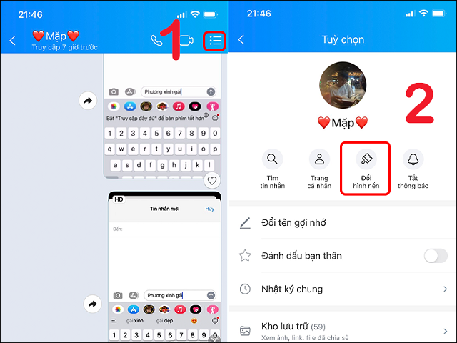 Thay đổi hình nền sẵn có trên Zalo 2