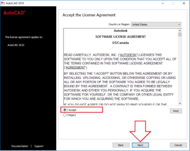 cài đặt AutoCAD 2010 bước 5