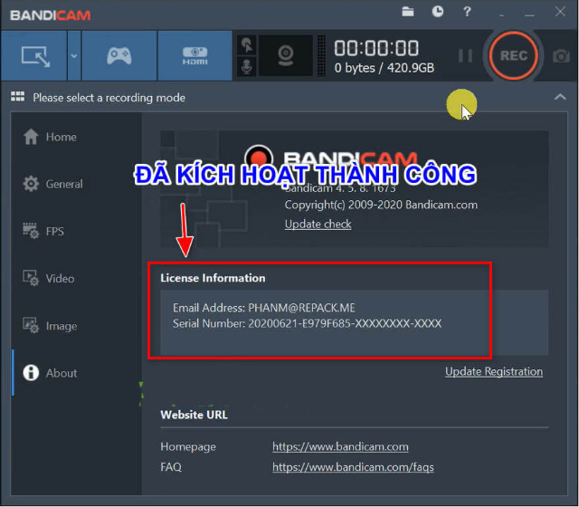 cài đặt Bandicam full crack 9