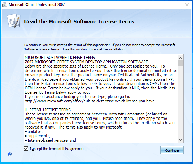 cài đặt Microsoft Office 2007-2