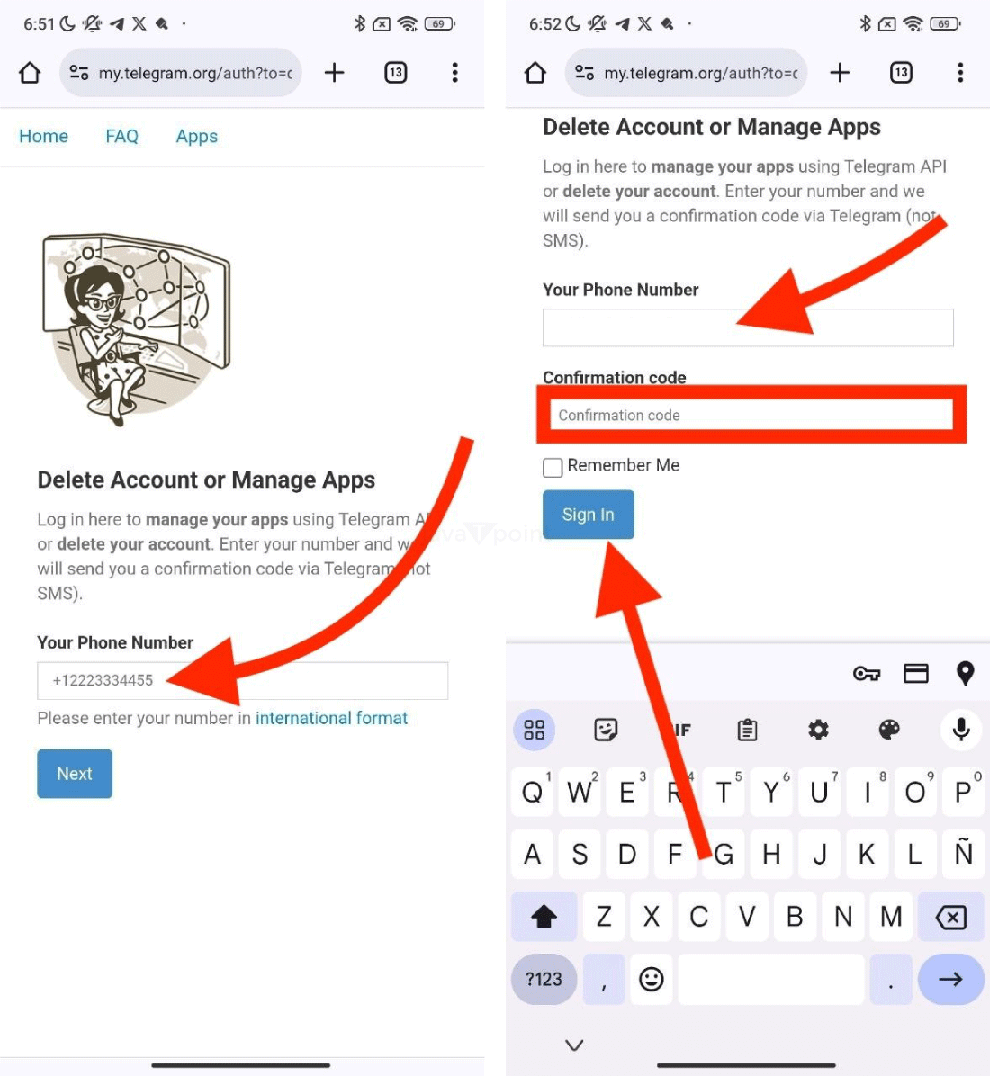 Cách xóa tài khoản telegram